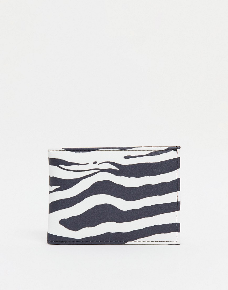 ASOS DESIGN foldover card wallet in zebra print-Multi