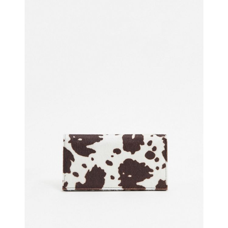ASOS DESIGN foldover ladies' wallet in cow print | ASOS