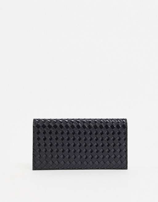 ASOS DESIGN foldover purse in black weave