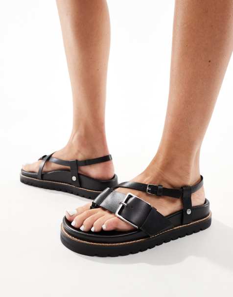 ASOS DESIGN - Folly - Sorte sandaler i premium læder - view 1