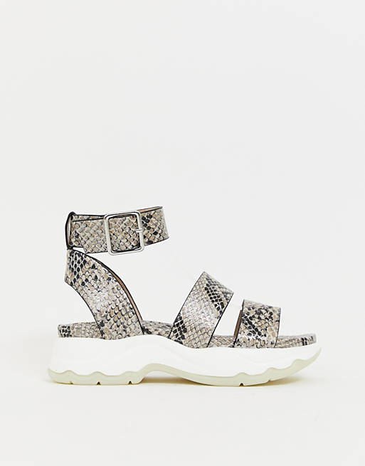 ASOS DESIGN For Real chunky sporty flat sandals in snake