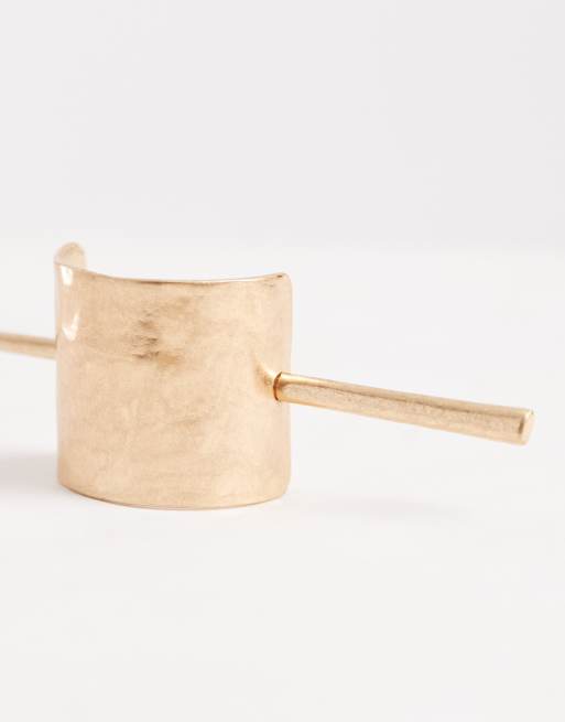 ASOS DESIGN - Forcina per capelli dorata spazzolata zigrinata, 2 di 3