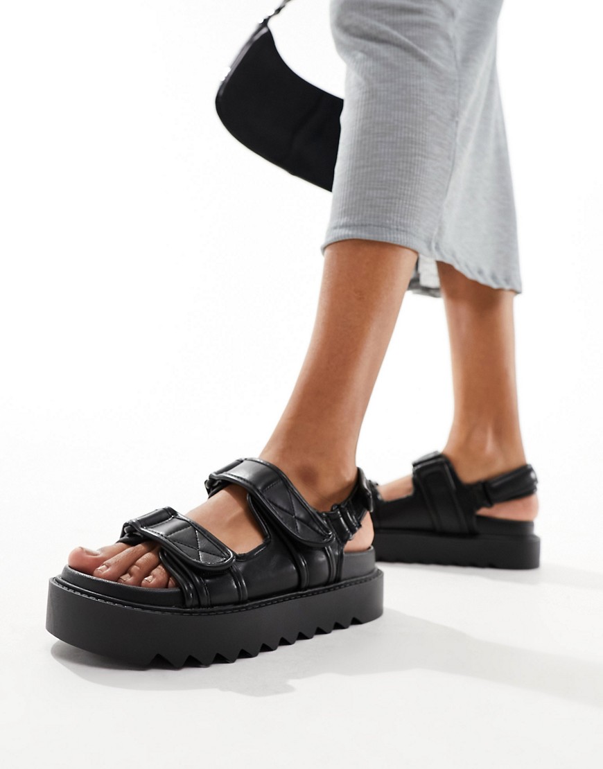Asos Design Forecast Sporty Dad Sandals In Black