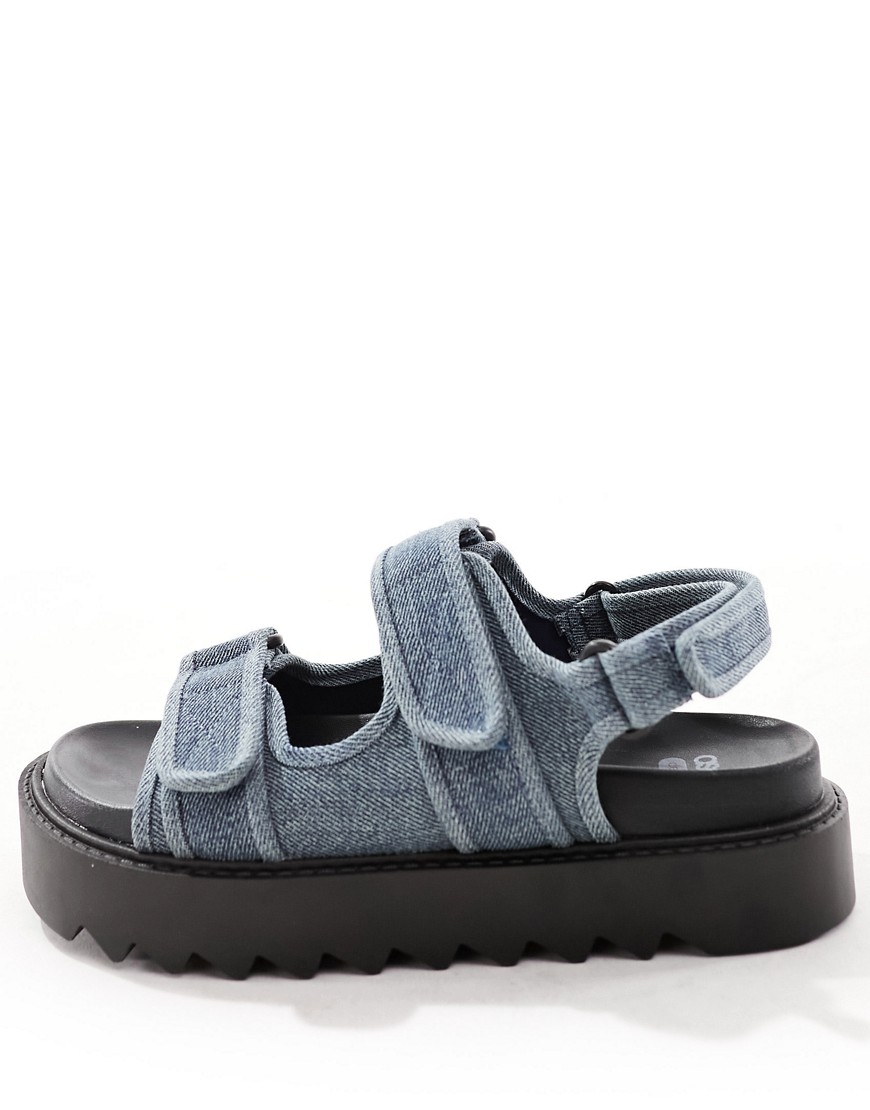 Asos Design Forecast Sporty Dad Sandals In Blue Denim