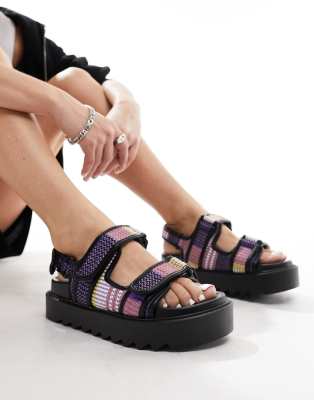 ASOS DESIGN Forecast sporty dad sandals in lilac weave