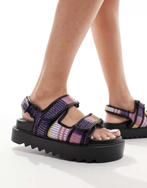 ASOS DESIGN Forecast sporty dad sandals in lilac weave ASOS