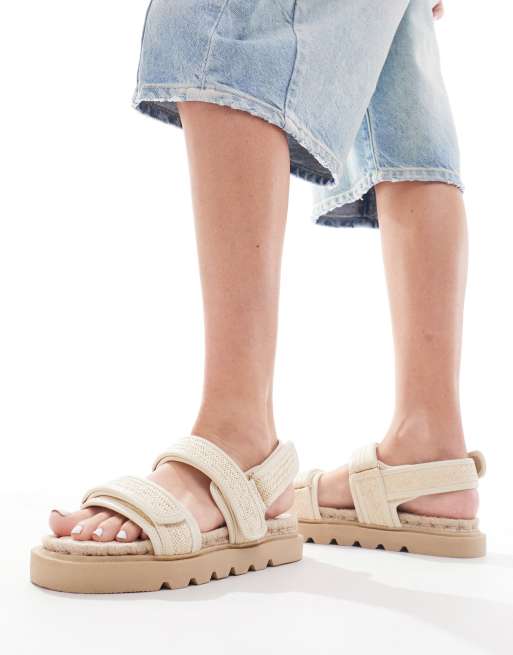 ASOS DESIGN Foreshadow Sportliche Grandad Espadrille Sandalen in Natur ASOS