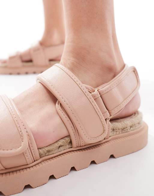 ASOS DESIGN Foreshadow sporty grandad espadrille sandals in pink, 4 of 4