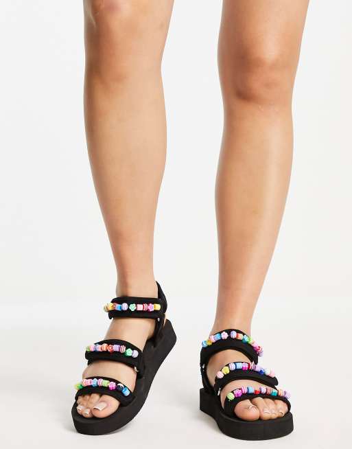 Sandals with beads hot sale around the ankle