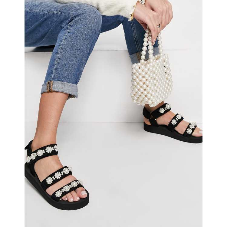 Pearl black sale sandals