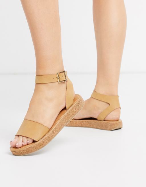 Asos Design Forlong Chunky Flatform Sandals In Natural Asos 2187