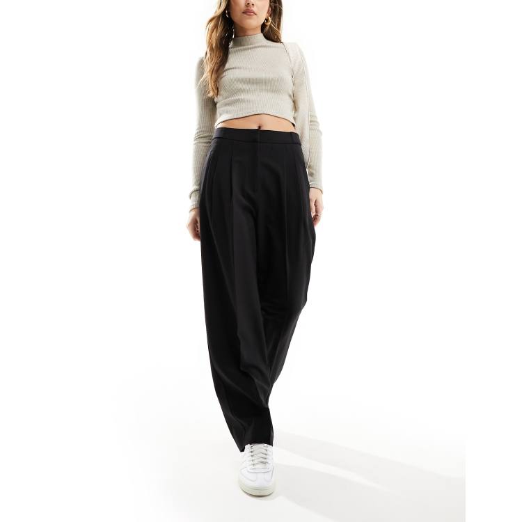 ASOS DESIGN formal barrel leg pants in black