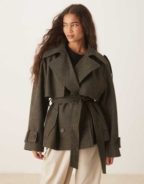 ASOS DESIGN formal belted trench coat in heritage mini check - view 1