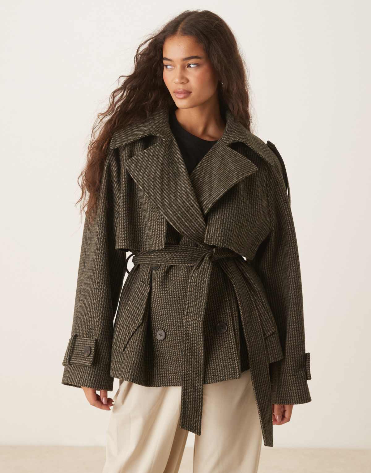 ASOS DESIGN formal belted trench coat in heritage mini check