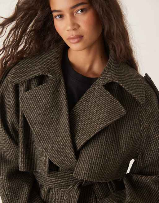 ASOS DESIGN formal belted trench coat in heritage mini plaid