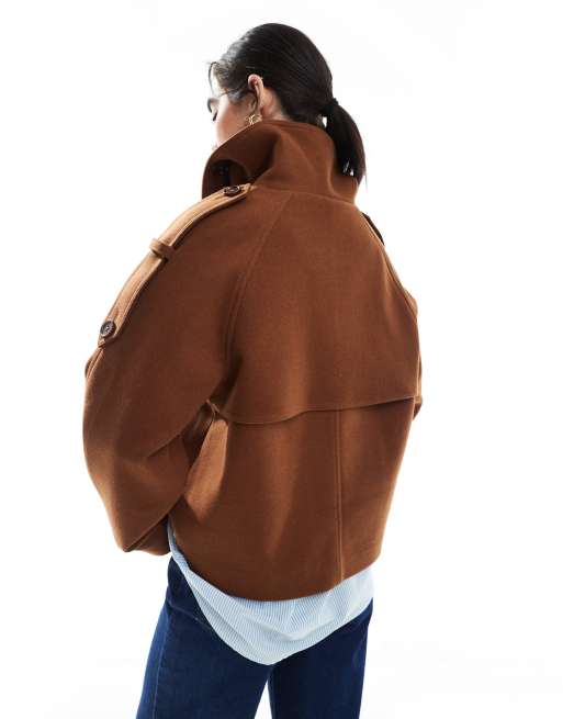 ASOS DESIGN formal cropped trench coat in rust
