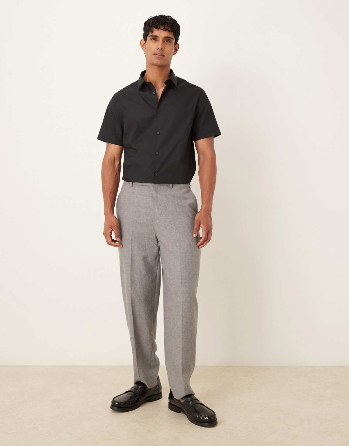 ASOS DESIGN formal easy iron poplin regular shirt in black