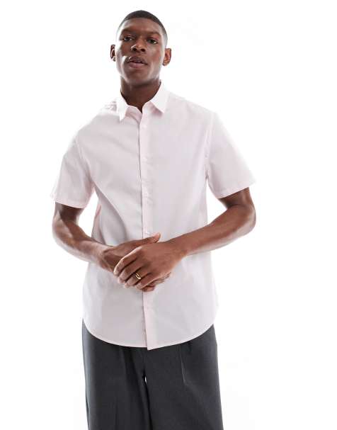 ASOS DESIGN formal easy iron poplin regular shirt in light pink - view 1