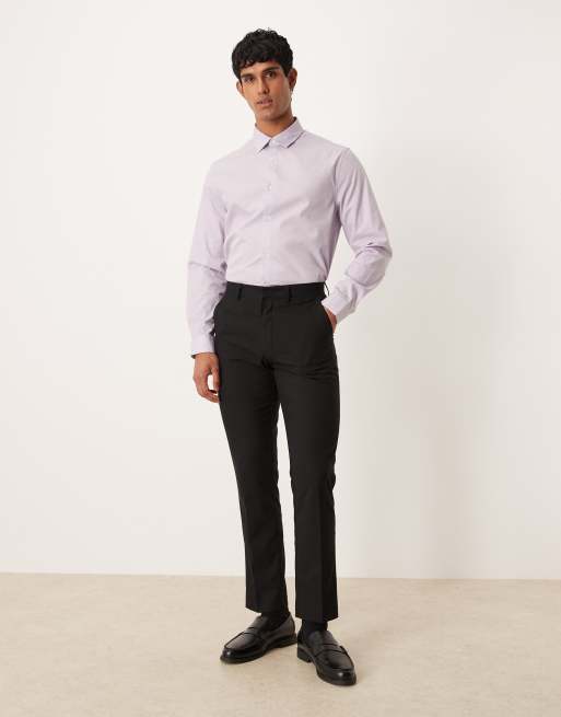 ASOS DESIGN formal easy iron poplin regular shirt in lilac, 2 of 5