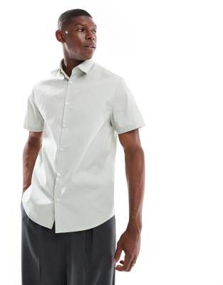 Asos Design Regular Smart Linen Shirt With Penny Collar In White