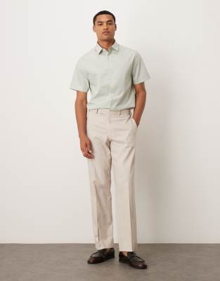 Asos Design Regular Smart Linen Shirt With Penny Collar In White