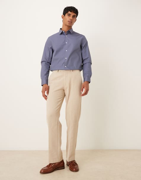 ASOS DESIGN formal easy iron poplin regular shirt in steel blue - view 1