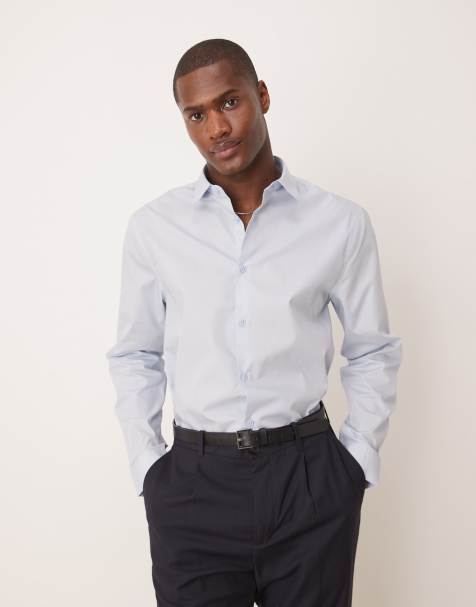 ASOS DESIGN formal easy iron regular shirt in blue - view 1