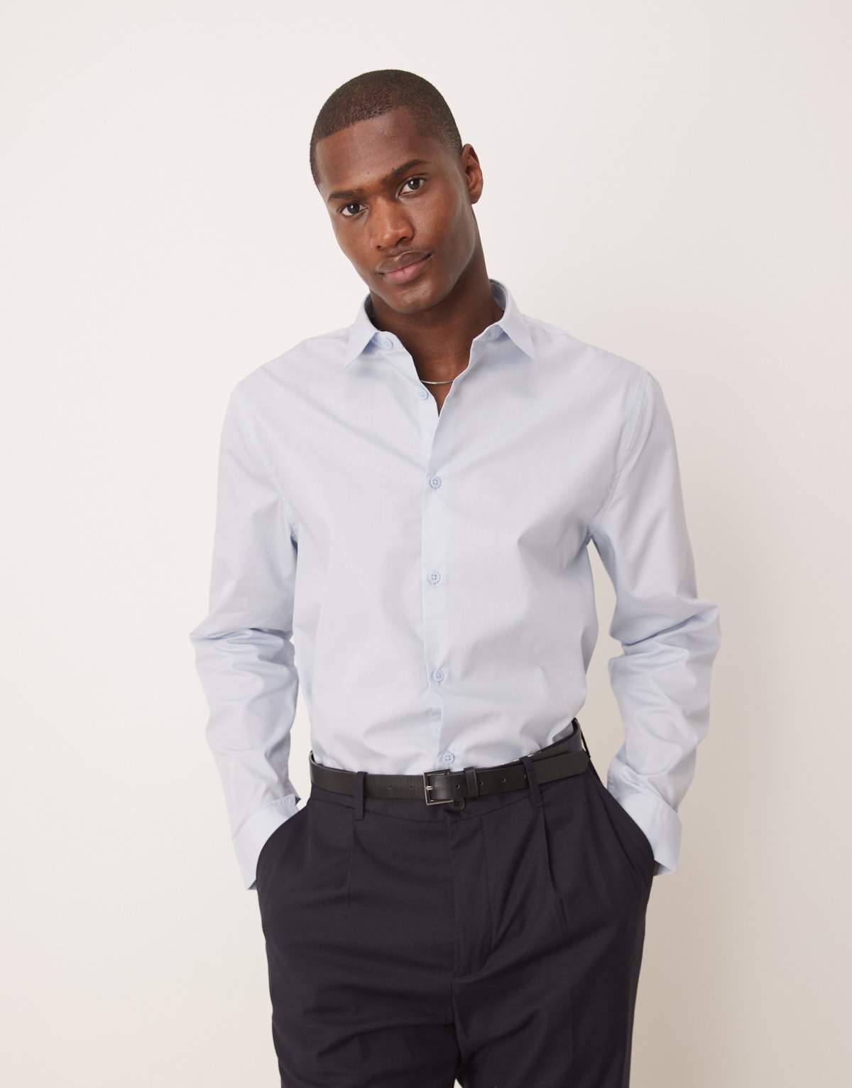 ASOS DESIGN formal easy iron regular shirt in blue