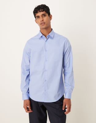 Asos Design Formal Easy Iron Regular Shirt In Blue