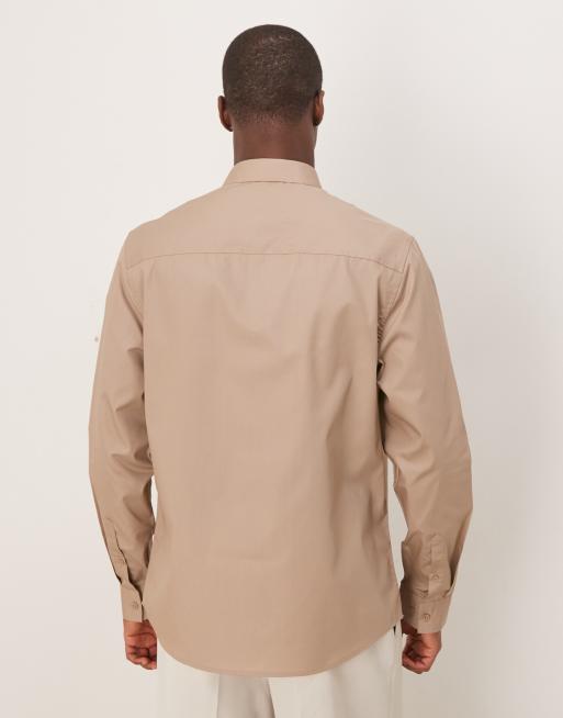 ASOS DESIGN formal easy iron regular shirt in brown, 4 of 4
