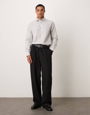 Asos Design Formal Easy Iron Regular Shirt In Gray