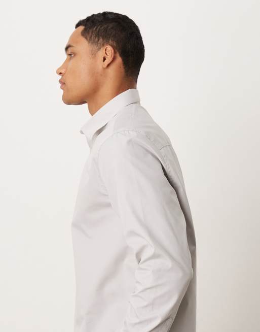 ASOS DESIGN formal easy iron regular shirt in gray, 4 of 5