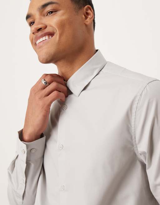 ASOS DESIGN formal easy iron regular shirt in gray, 5 of 5