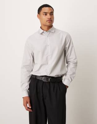 asos ASOS DESIGN formal easy iron regular shirt in grey