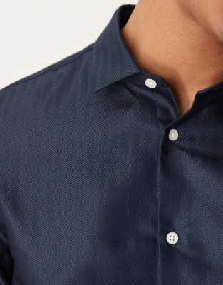 Asos Design Formal Easy Iron Regular Shirt In Navy