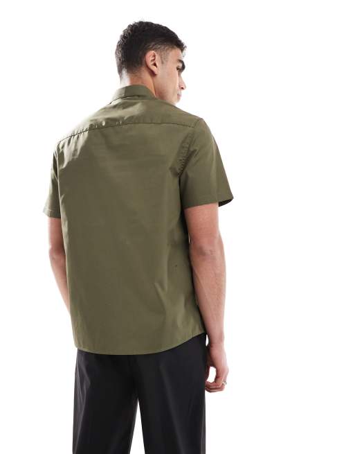 ASOS DESIGN formal easy iron regular shirt in khaki green, 2 of 4