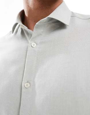Asos Design Formal Easy Iron Regular Shirt In Gray