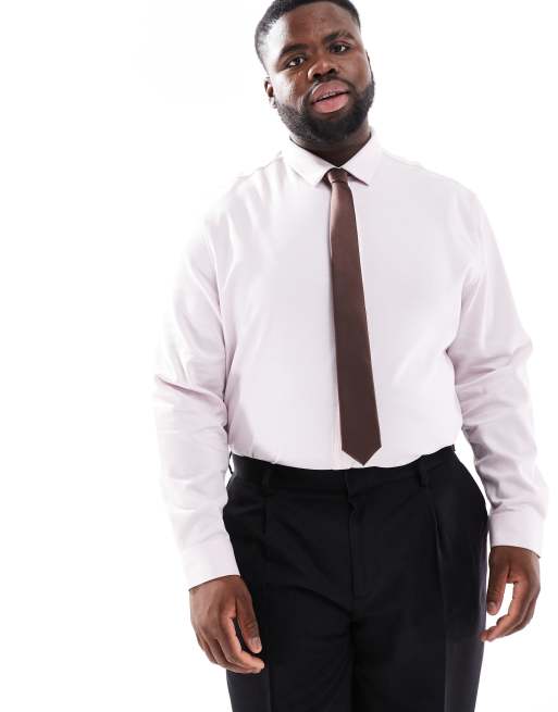 ASOS DESIGN formal easy iron regular textured shirt with concealed buttons in pink