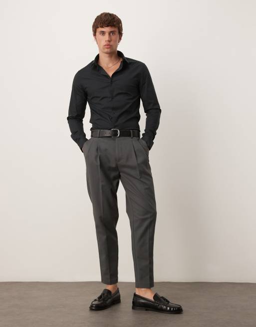 ASOS DESIGN formal easy iron skinny poplin regular shirt in black