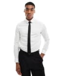 [ASOS DESIGN] ASOS DESIGN formal easy iron slim fit poplin shirt in white XL Long WHITE