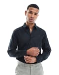 [ASOS DESIGN] ASOS DESIGN formal easy iron twill regular shirt in black 4XL BLACK