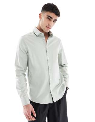 formal easy iron twill regular shirt in sage-Green