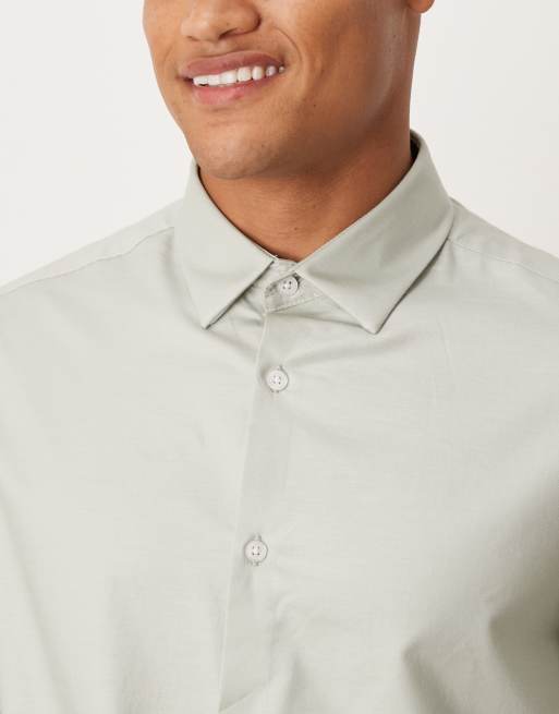 ASOS DESIGN formal easy iron twill regular shirt in sage