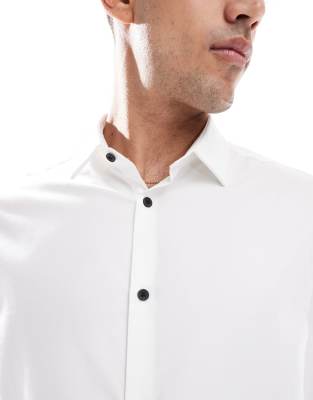 Asos Design Formal Easy Iron Twill Regular Shirt In White