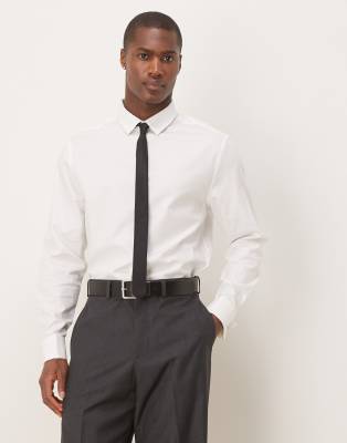 asos ASOS DESIGN formal easy iron twill regular shirt with double cuff in white