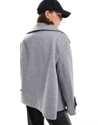 ASOS DESIGN formal faux wool pea coat in gray