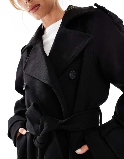 Asos trench coat black hotsell