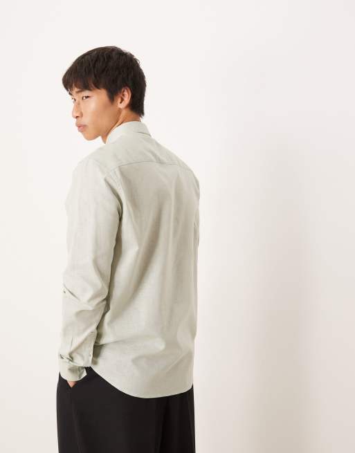 slim fit dress slacks Silk Shirt / Mint Green M