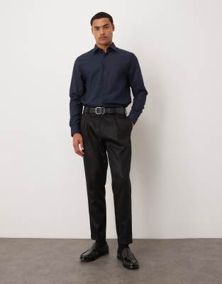 Asos Design Formal Linen Blend Regular Shirt In Blue