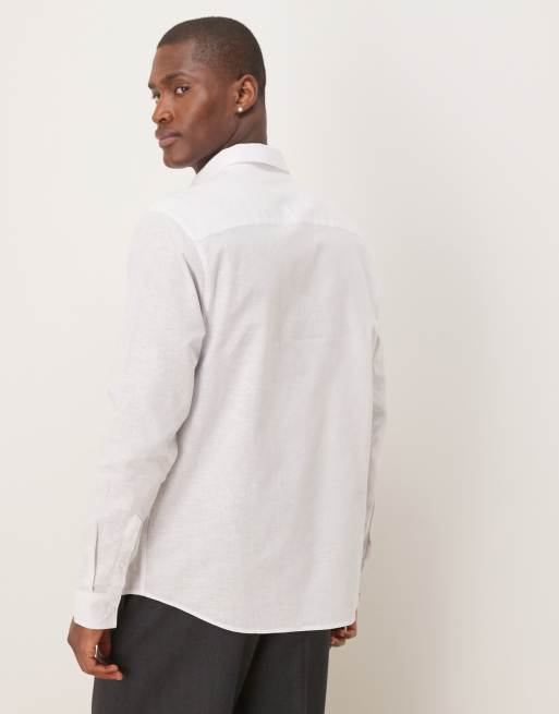 ASOS DESIGN formal linen blend regular shirt in white